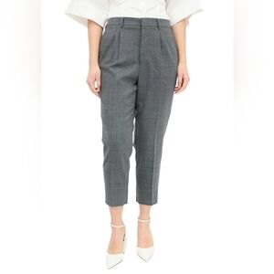 Lanvin Gray Cropped Trousers with Pleats and Cuffs Side Pockets & Silver Trim 38